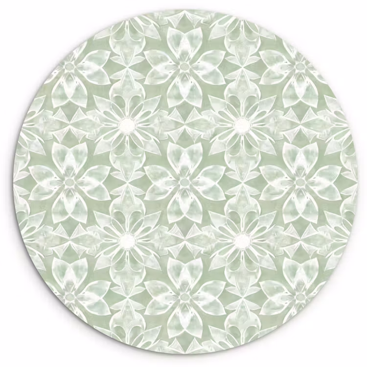 Muurcirkel glas - Saliegroen - Symmetrisch - Mandala - Ornament - Patroon — 1