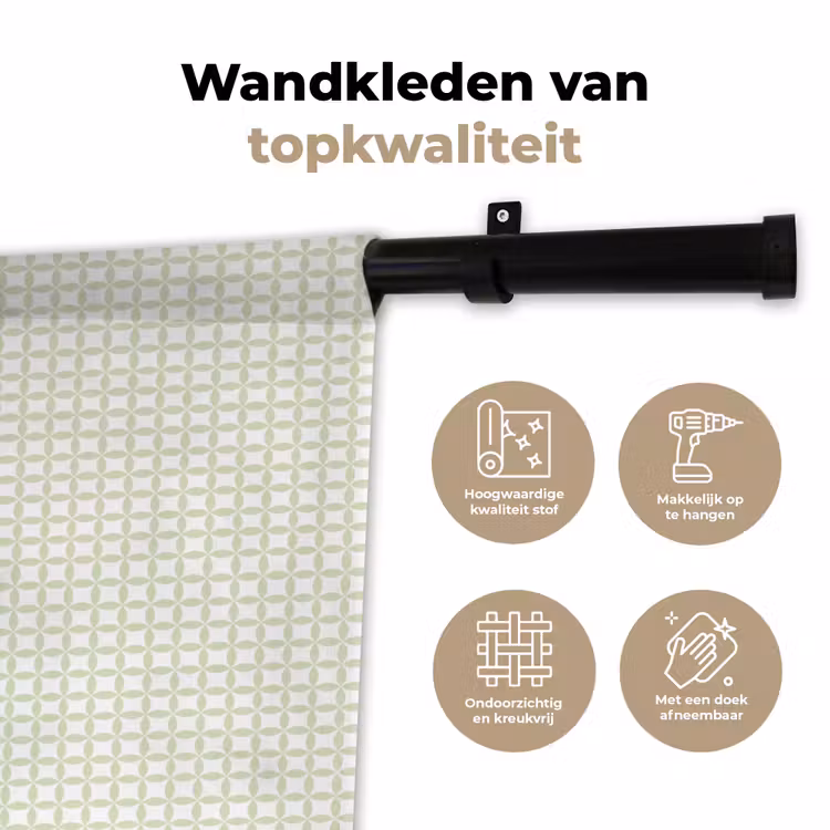 Wandkleed - Saliegroen - Geometrisch - Cirkels - Patroon — 3