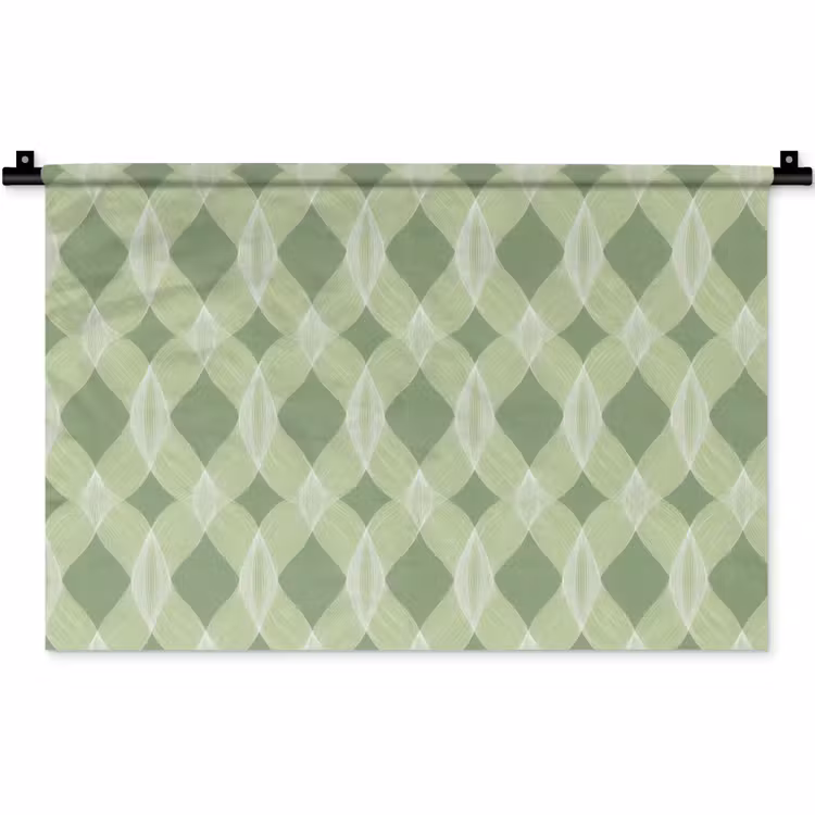 Wandkleed - Saliegroen - Geometrisch - Organisch - Traliewerk - Patroon — 1