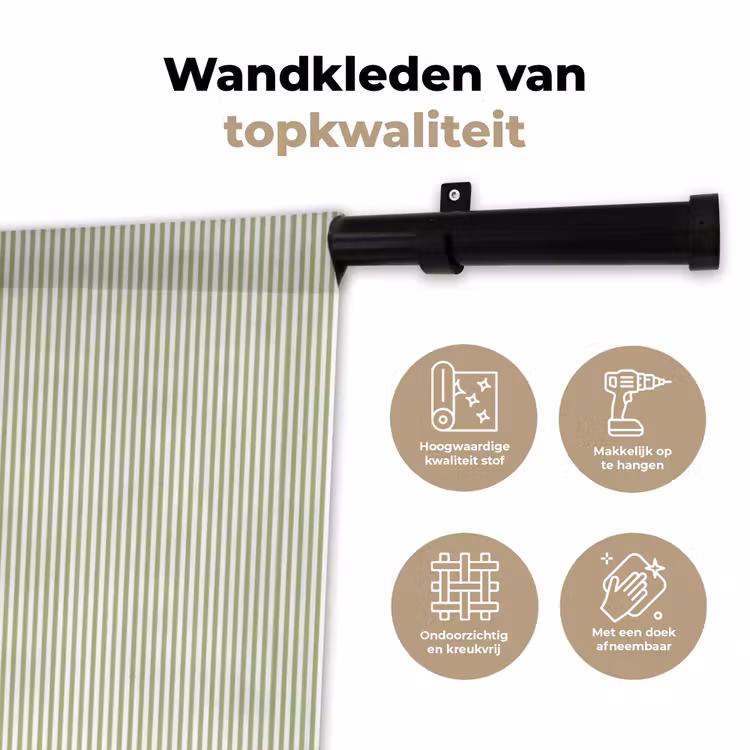 Wandkleed - Saliegroen - Strepen - Minimalistisch - Patroon — 3