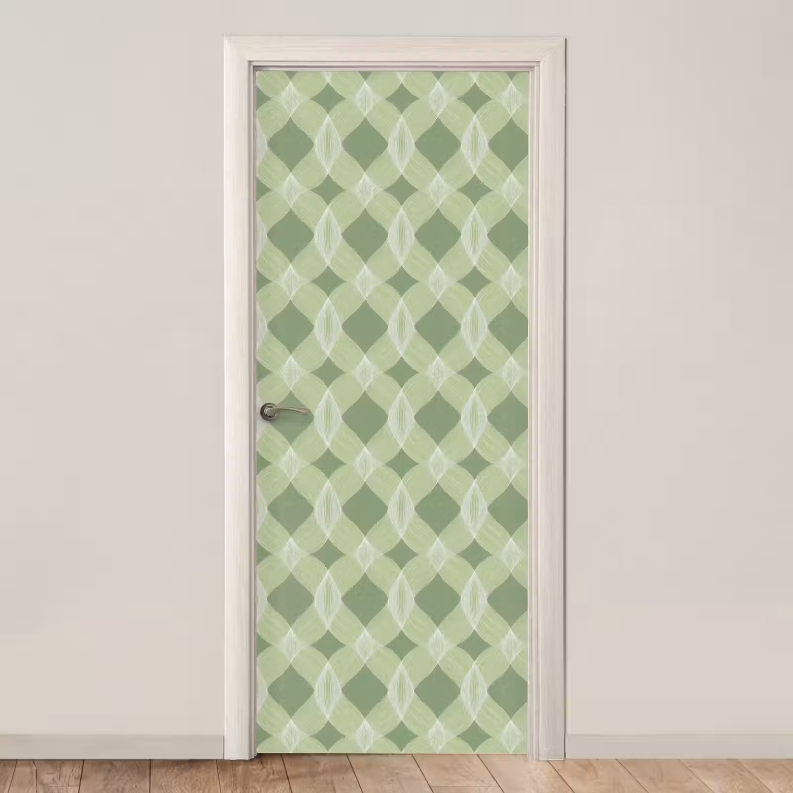 Deursticker - Saliegroen - Geometrisch - Organisch - Traliewerk - Patroon — 1