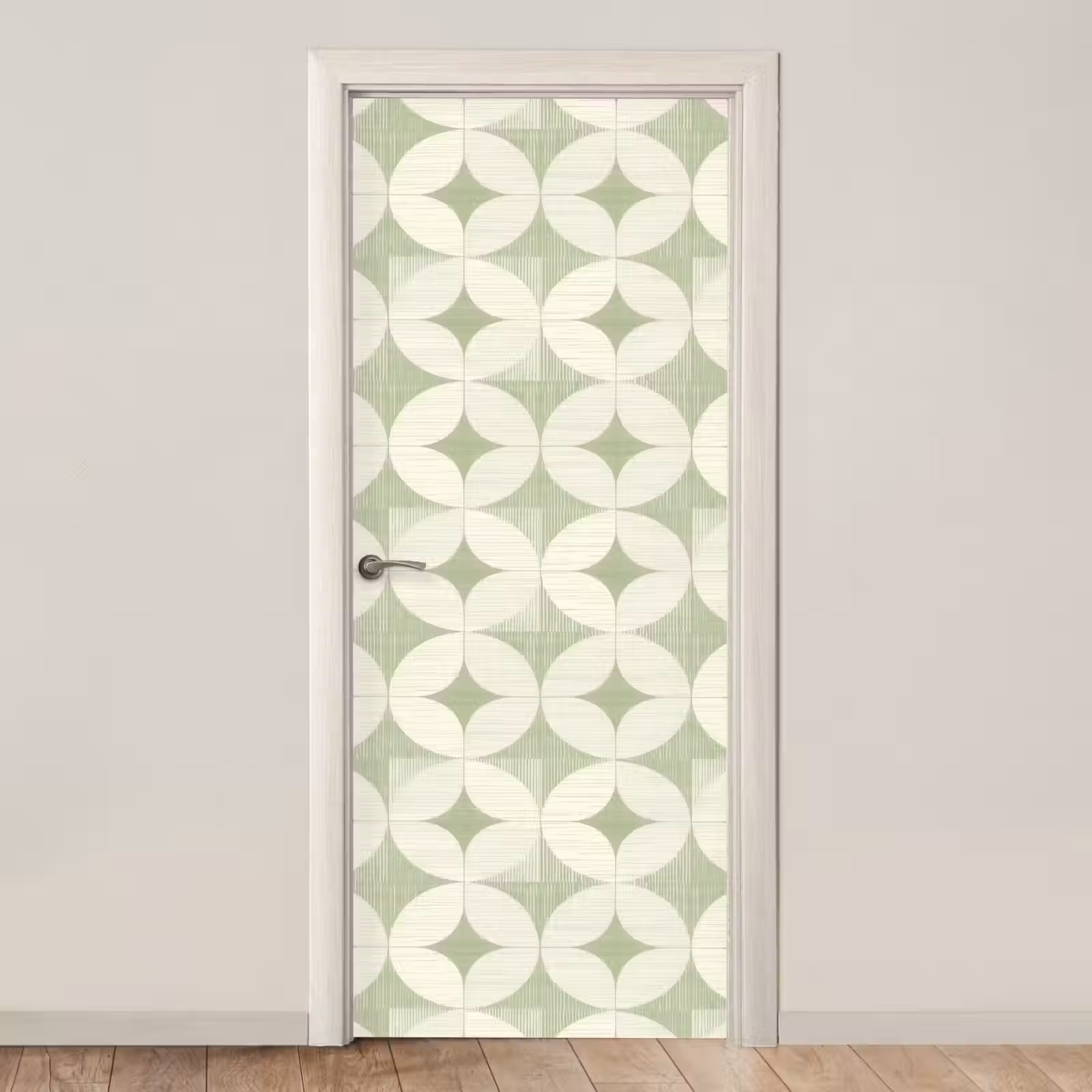 Deursticker - Saliegroen - Geometrisch - Retro - Mid-Century - Patroon — 1