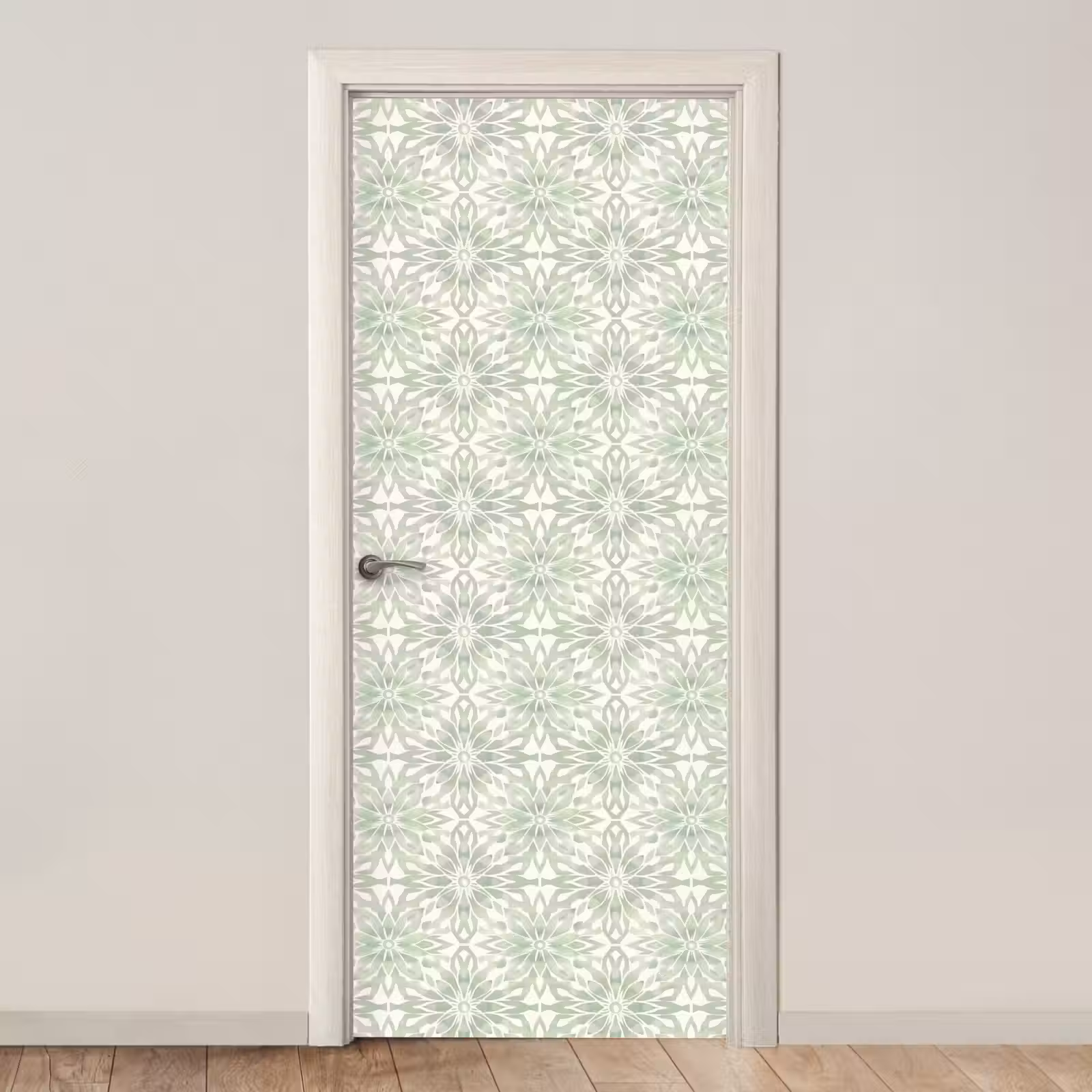 Deursticker - Saliegroen - Symmetrisch - Mandala - Ornament - Patroon — 1
