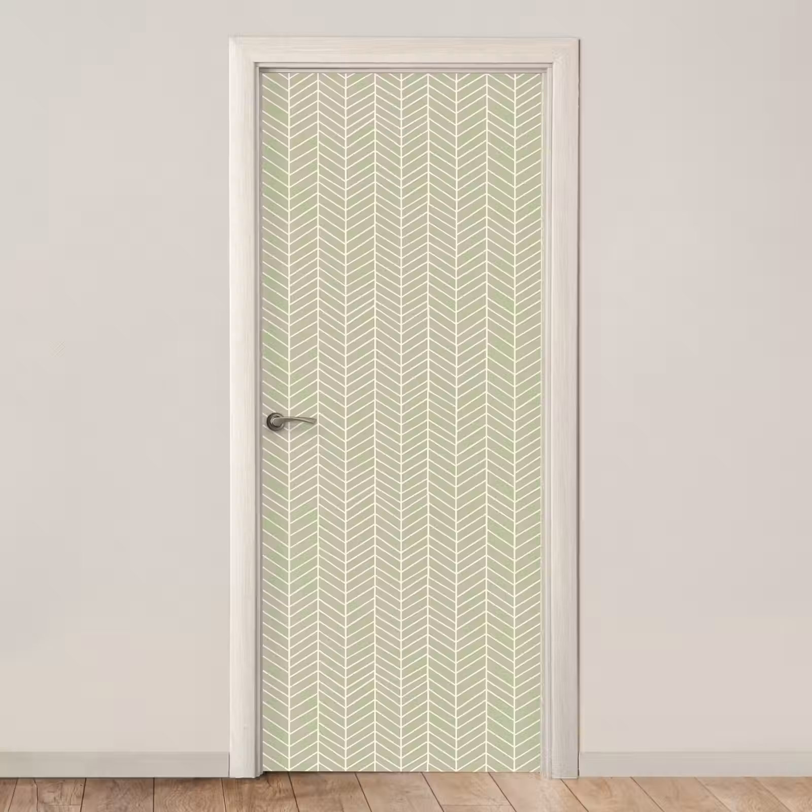Deursticker - Saliegroen - Visgraat - Geometrisch - Patroon — 1
