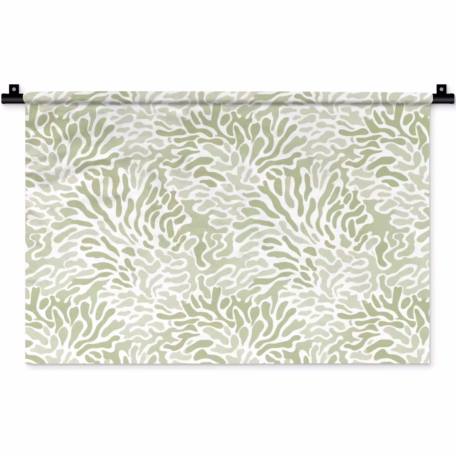 Wandkleed - Saliegroen - Abstract - Organisch - Koraal - Patroon — 1