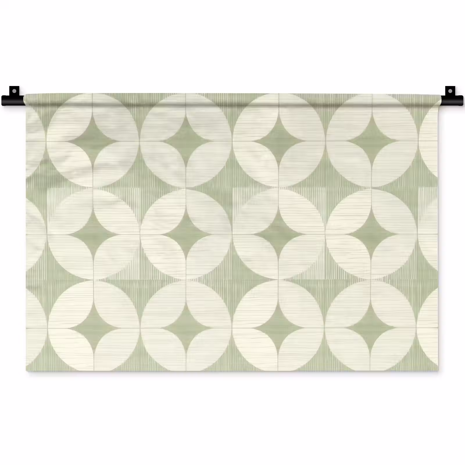 Wandkleed - Saliegroen - Geometrisch - Retro - Mid-Century - Patroon — 1
