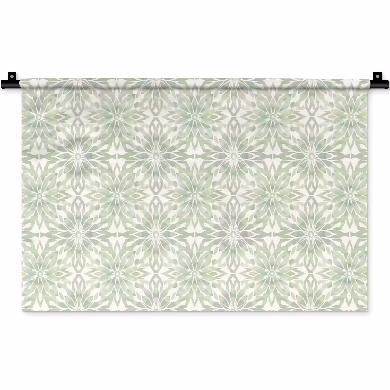 Wandkleed - Saliegroen - Symmetrisch - Mandala - Ornament - Patroon — 1