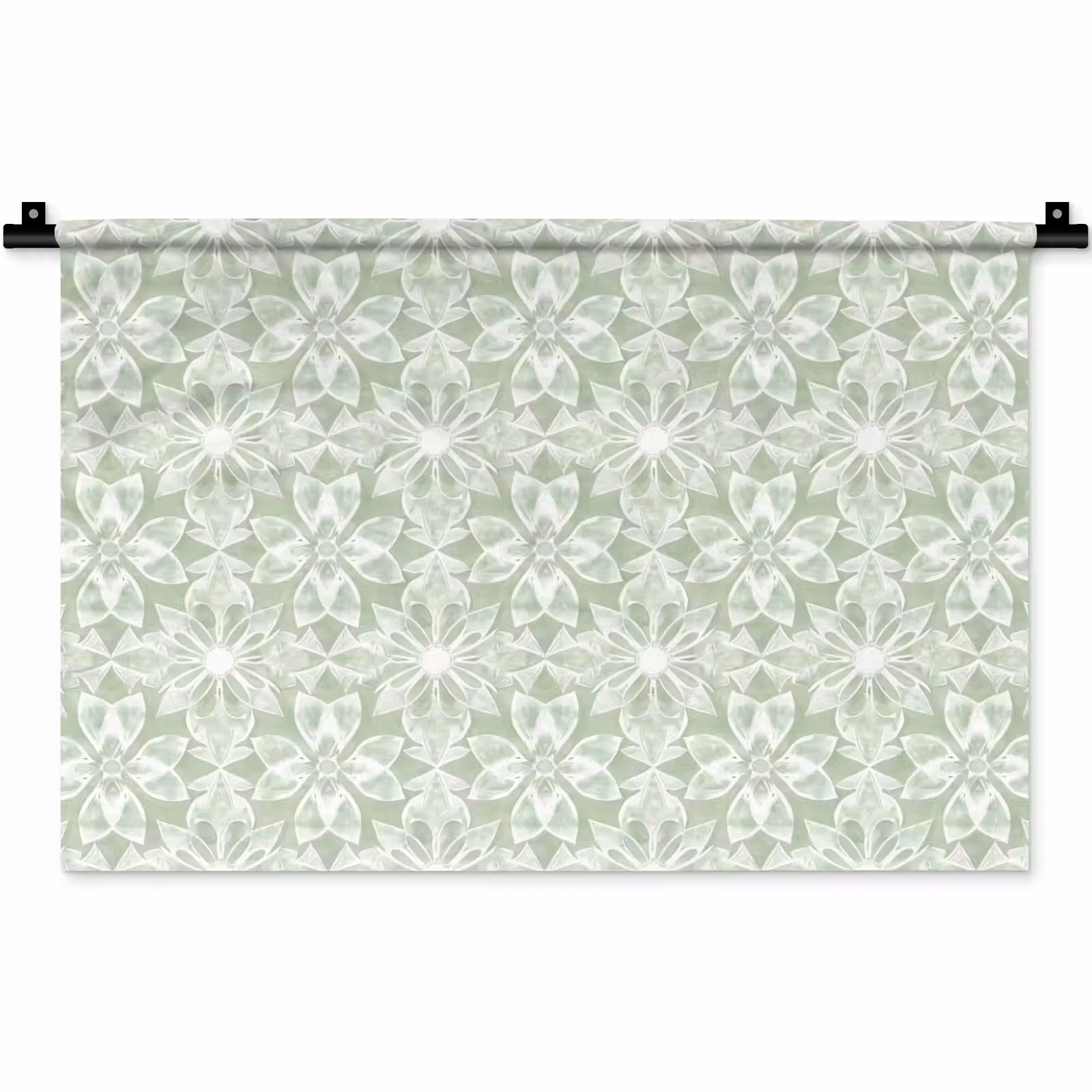 Wandkleed - Saliegroen - Symmetrisch - Mandala - Ornament - Patroon — 1