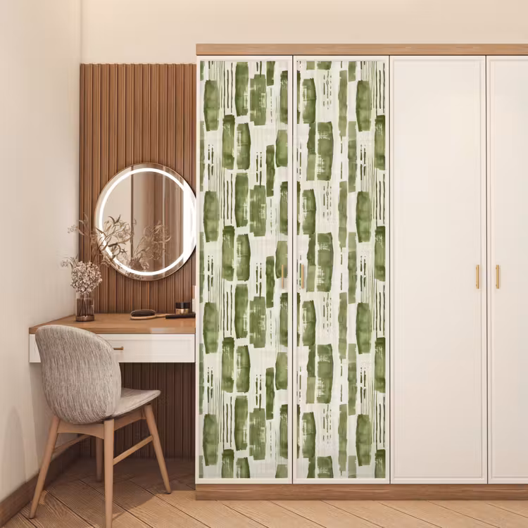 Deursticker - Groen - Abstract - Penseelstreken - Linnen - Patroon — 5