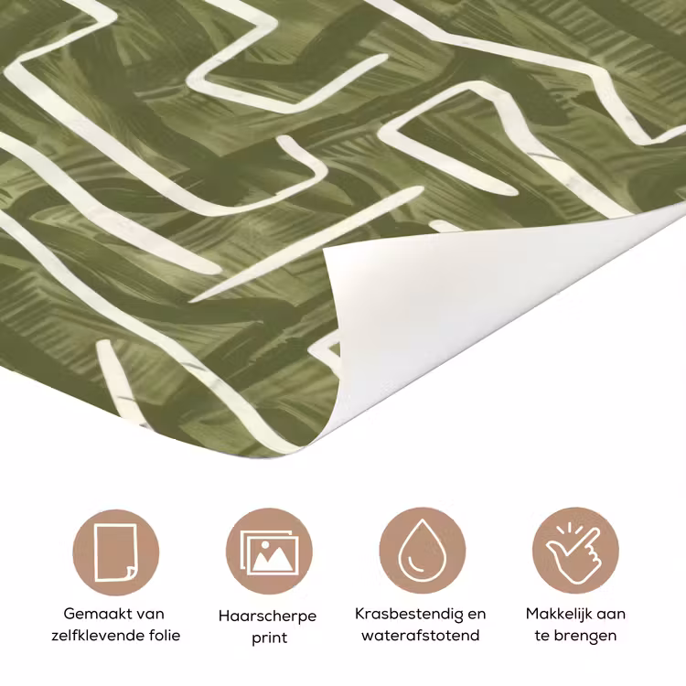 Deursticker - Groen - Abstract - Penseelstreken - Patroon — 3