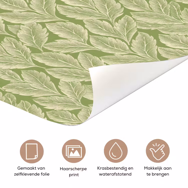 Deursticker - Groen - Botanisch - Bladeren - Vintage - Patroon — 3