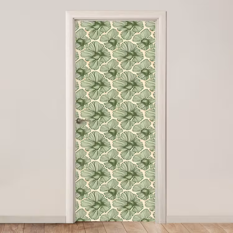Deursticker - Groen - Botanisch - Bloemen - Organisch - Patroon — 1