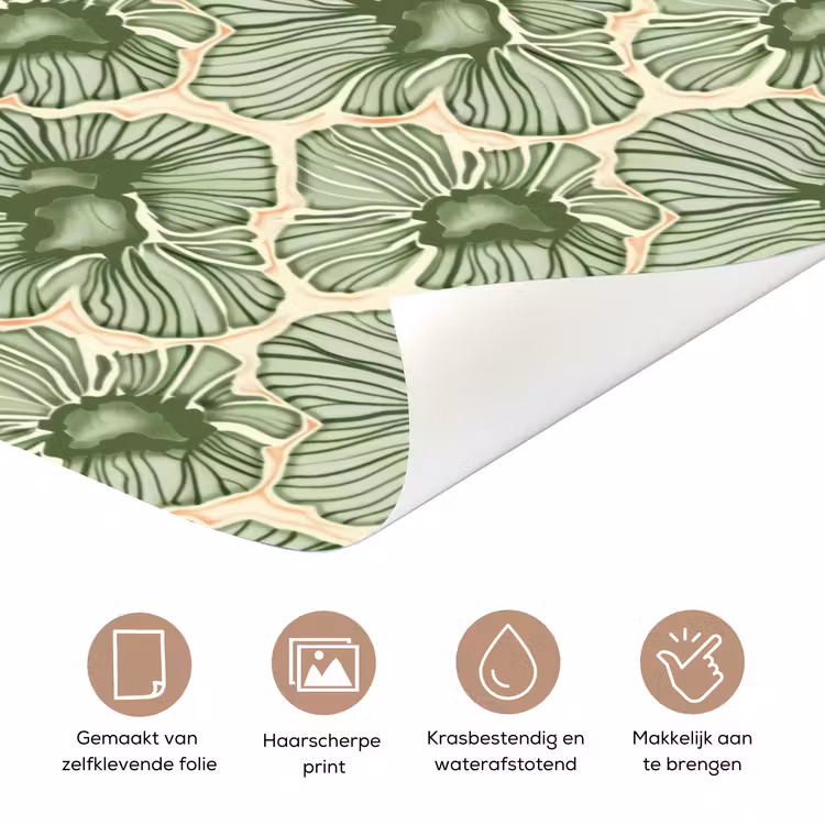 Deursticker - Groen - Botanisch - Bloemen - Organisch - Patroon — 3