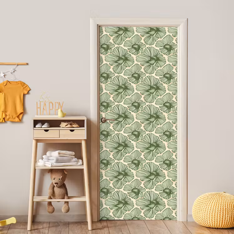 Deursticker - Groen - Botanisch - Bloemen - Organisch - Patroon — 6