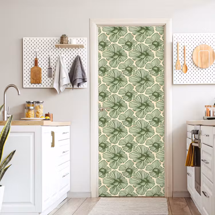 Deursticker - Groen - Botanisch - Bloemen - Organisch - Patroon — 7