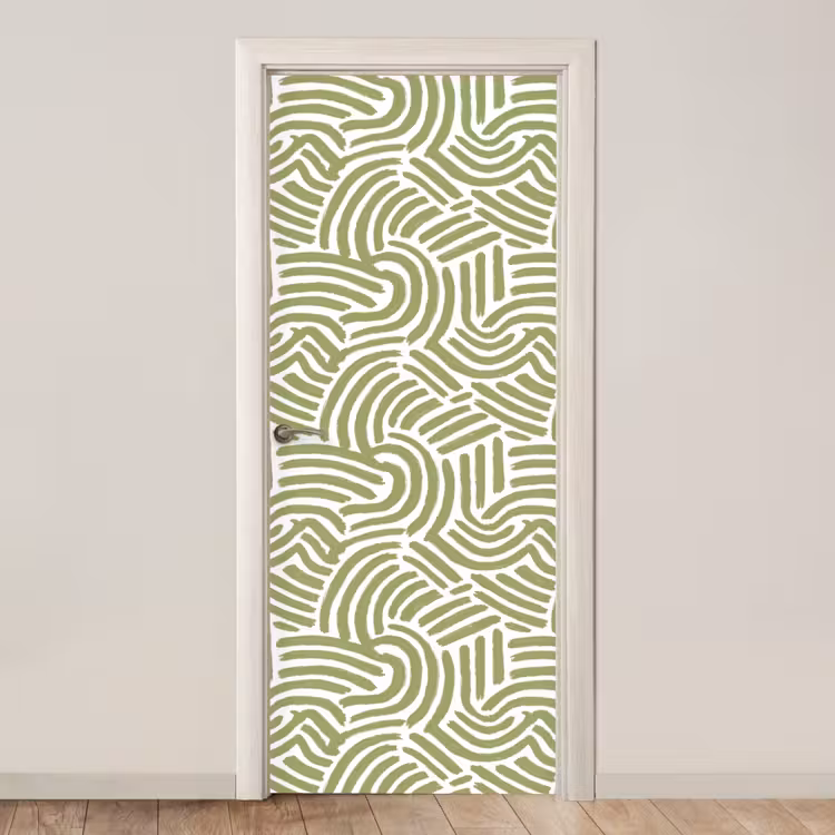 Deursticker - Saliegroen - Abstract - Bogen - Handgetekend - Patroon — 1