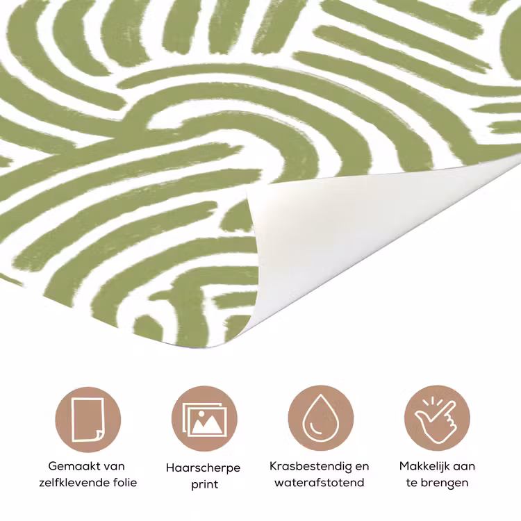 Deursticker - Saliegroen - Abstract - Bogen - Handgetekend - Patroon — 3