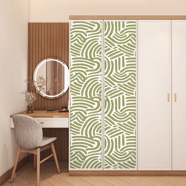 Deursticker - Saliegroen - Abstract - Bogen - Handgetekend - Patroon — 5