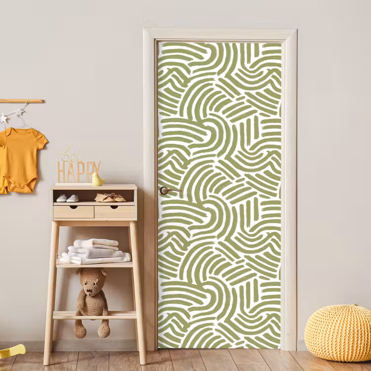 Deursticker - Saliegroen - Abstract - Bogen - Handgetekend - Patroon — 6