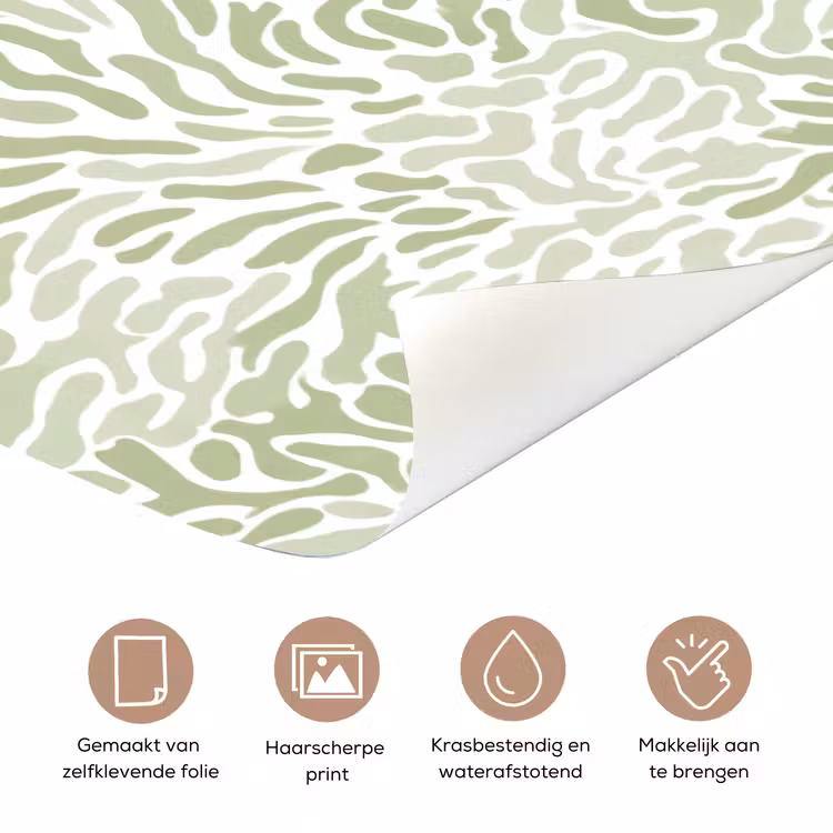 Deursticker - Saliegroen - Abstract - Organisch - Koraal - Patroon — 3