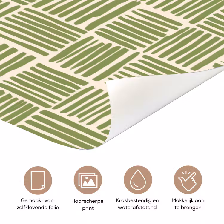 Deursticker - Saliegroen - Blokken - Handgetekend - Patroon — 3