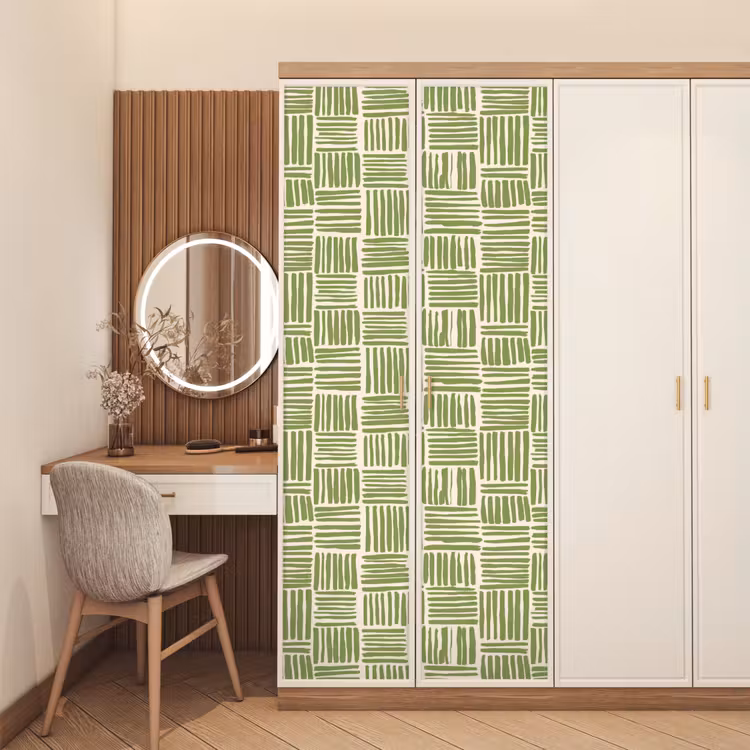 Deursticker - Saliegroen - Blokken - Handgetekend - Patroon — 5