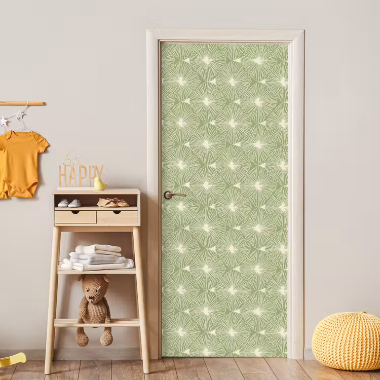 Deursticker - Saliegroen - Botanisch - Ruiten - Organisch - Patroon — 6