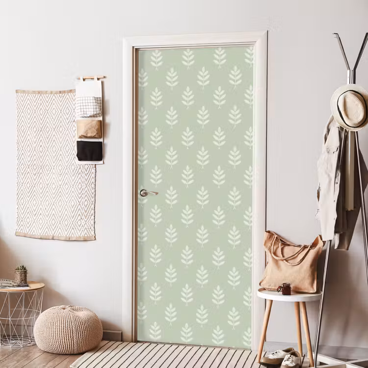 Deursticker - Saliegroen - Botanisch - Takjes - Minimalistisch - Patroon — 8