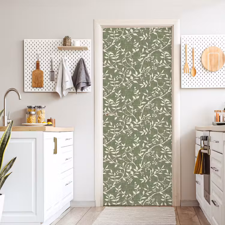 Deursticker - Saliegroen - Botanisch - Takken - Besjes - Linnen - Patroon — 7