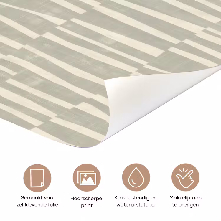 Deursticker - Saliegroen - Strepen - Geometrisch - Textuur - Patroon — 3