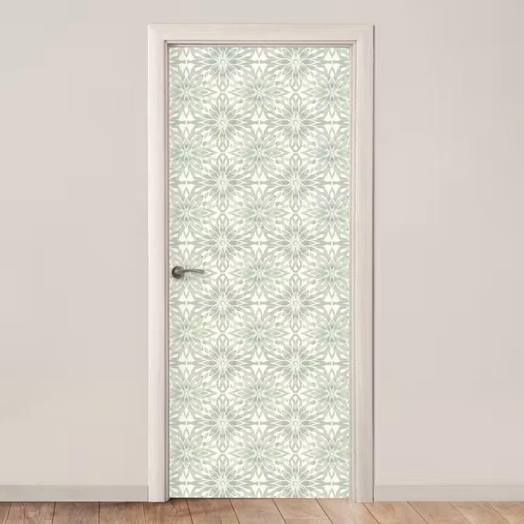 Deursticker - Saliegroen - Symmetrisch - Mandala - Ornament - Patroon — 1