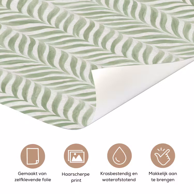 Deursticker - Saliegroen - Visgraat - Organisch - Penseelstreken - Patroon — 3