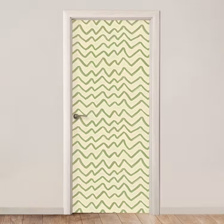 Deursticker - Saliegroen - Zigzag - Handgetekend - Patroon — 1