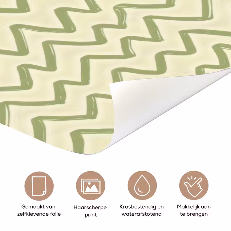 Deursticker - Saliegroen - Zigzag - Handgetekend - Patroon — 3