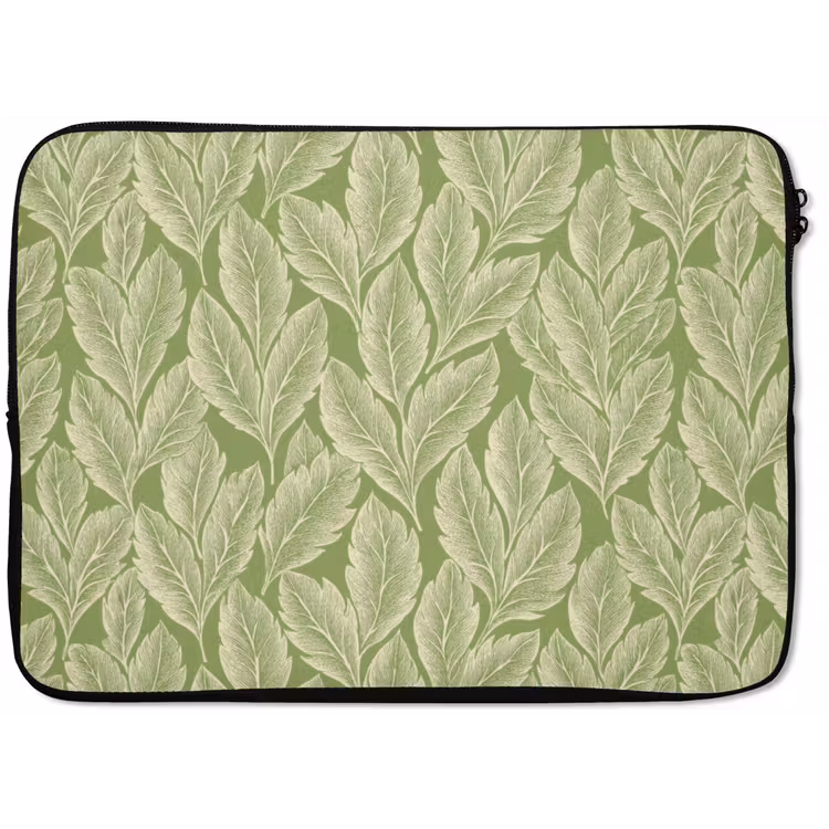 Laptophoes Groen - Botanisch - Bladeren - Vintage - Patroon — 1