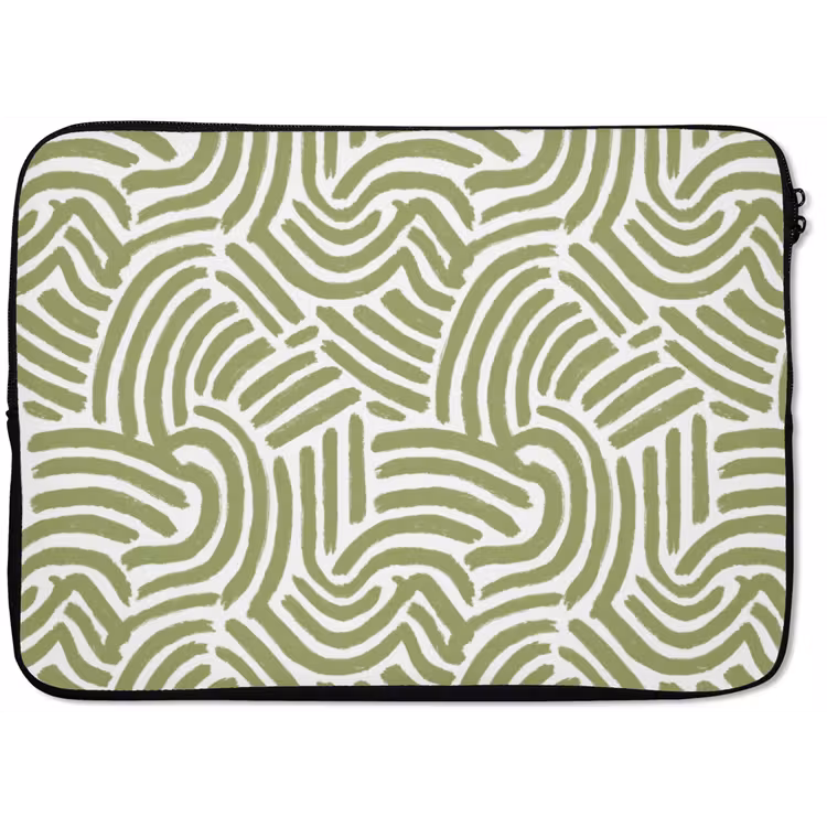 Laptophoes Saliegroen - Abstract - Bogen - Handgetekend - Patroon — 1