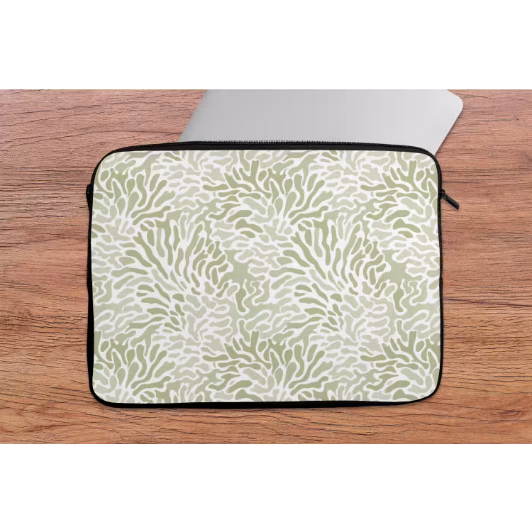 Laptophoes Saliegroen - Abstract - Organisch - Koraal - Patroon — 2