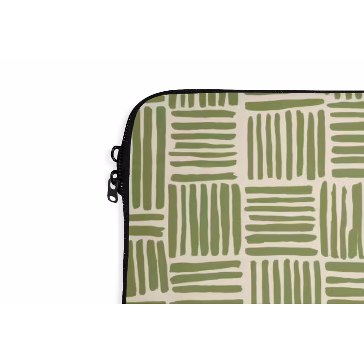 Laptophoes Saliegroen - Blokken - Handgetekend - Patroon — 5
