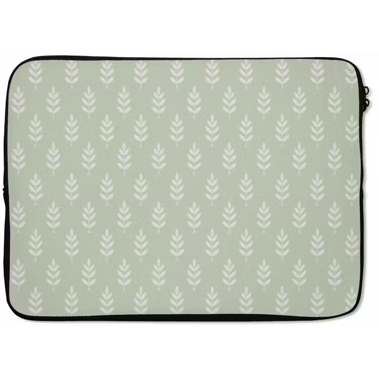 Laptophoes Saliegroen - Botanisch - Takjes - Minimalistisch - Patroon — 1