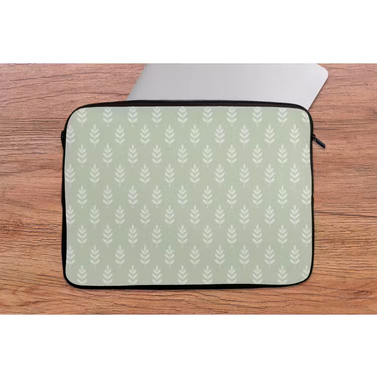 Laptophoes Saliegroen - Botanisch - Takjes - Minimalistisch - Patroon — 2