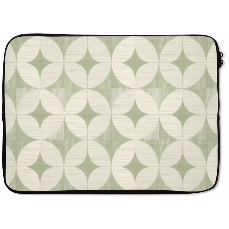 Laptophoes Saliegroen - Geometrisch - Retro - Mid-Century - Patroon — 1