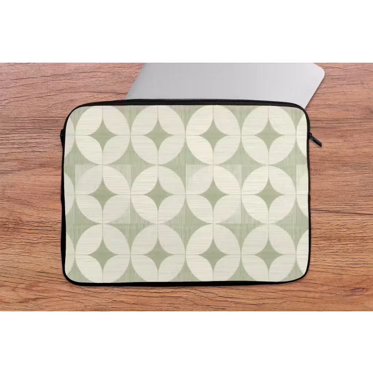Laptophoes Saliegroen - Geometrisch - Retro - Mid-Century - Patroon — 2