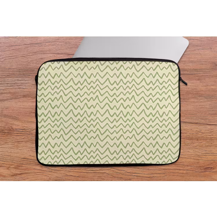 Laptophoes Saliegroen - Zigzag - Handgetekend - Patroon — 2