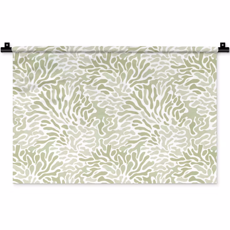 Wandkleed - Saliegroen - Abstract - Organisch - Koraal - Patroon — 1