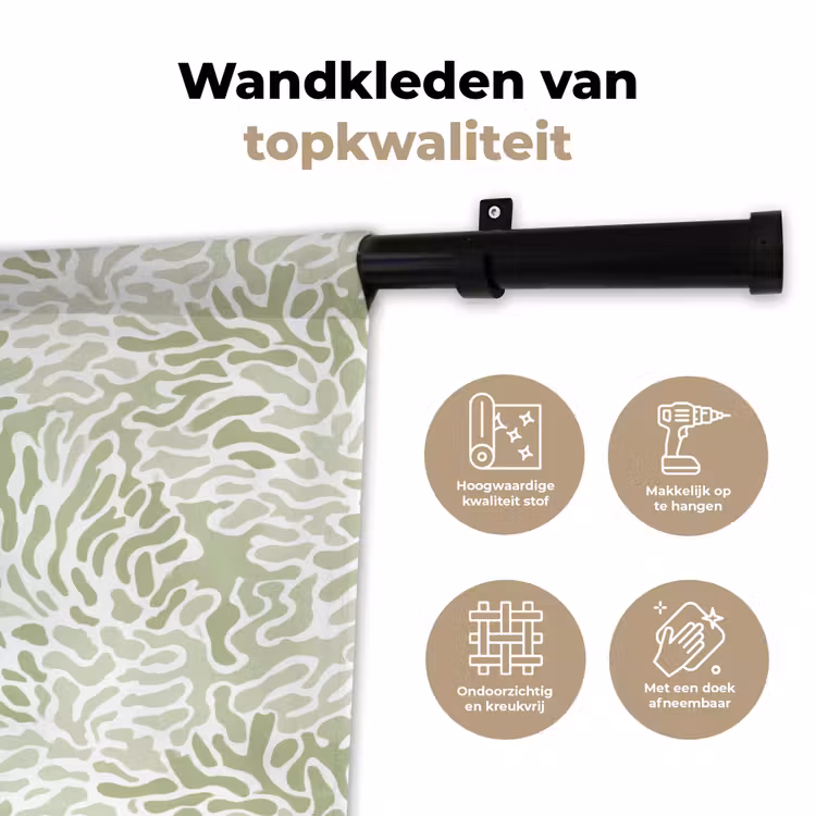 Wandkleed - Saliegroen - Abstract - Organisch - Koraal - Patroon — 3