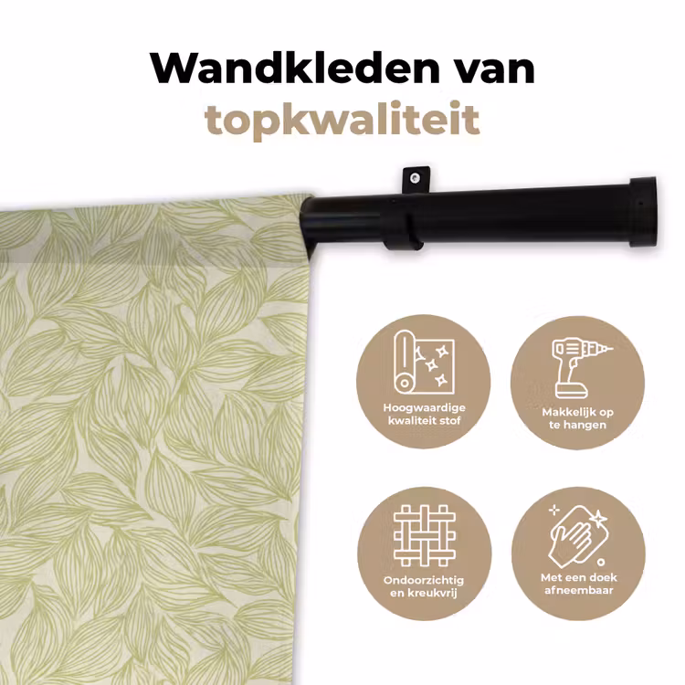 Wandkleed - Saliegroen - Botanisch - Bladeren - Handgetekend - Patroon — 3