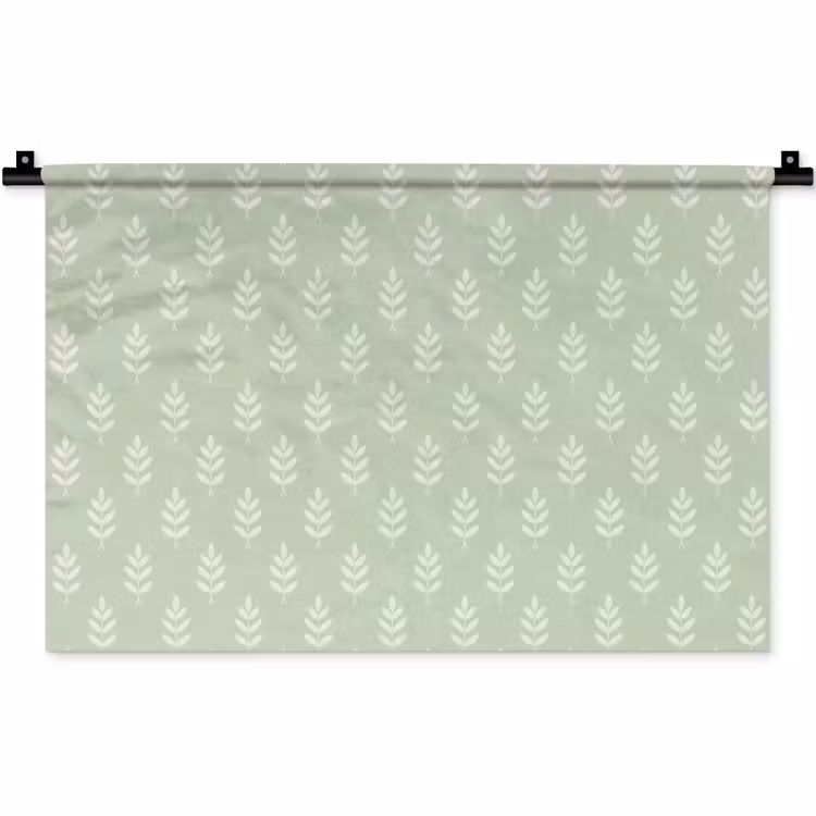 Wandkleed - Saliegroen - Botanisch - Takjes - Minimalistisch - Patroon — 1