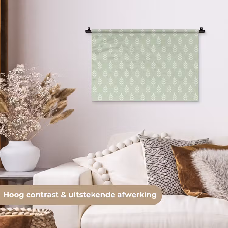 Wandkleed - Saliegroen - Botanisch - Takjes - Minimalistisch - Patroon — 4
