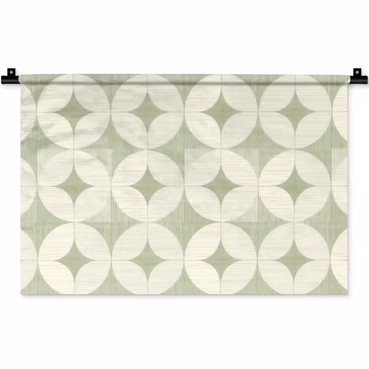 Wandkleed - Saliegroen - Geometrisch - Retro - Mid-Century - Patroon — 1