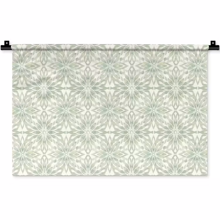 Wandkleed - Saliegroen - Symmetrisch - Mandala - Ornament - Patroon — 1
